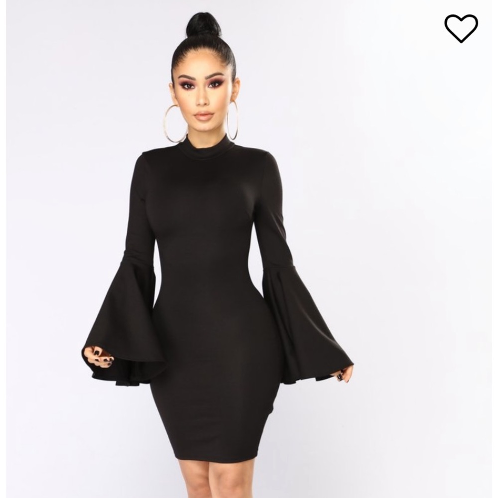 fashion nova carys bell sleeve dress